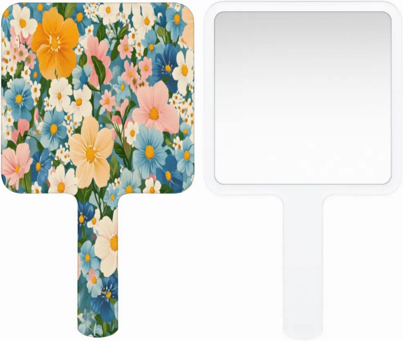 Pardick Compact Square Handheld Travel Mirror - 6.2x3.6 Inches, Ultra-Portable & Crystal-Clear, Cute Stuff for Women, Flowers Makeup Mirror