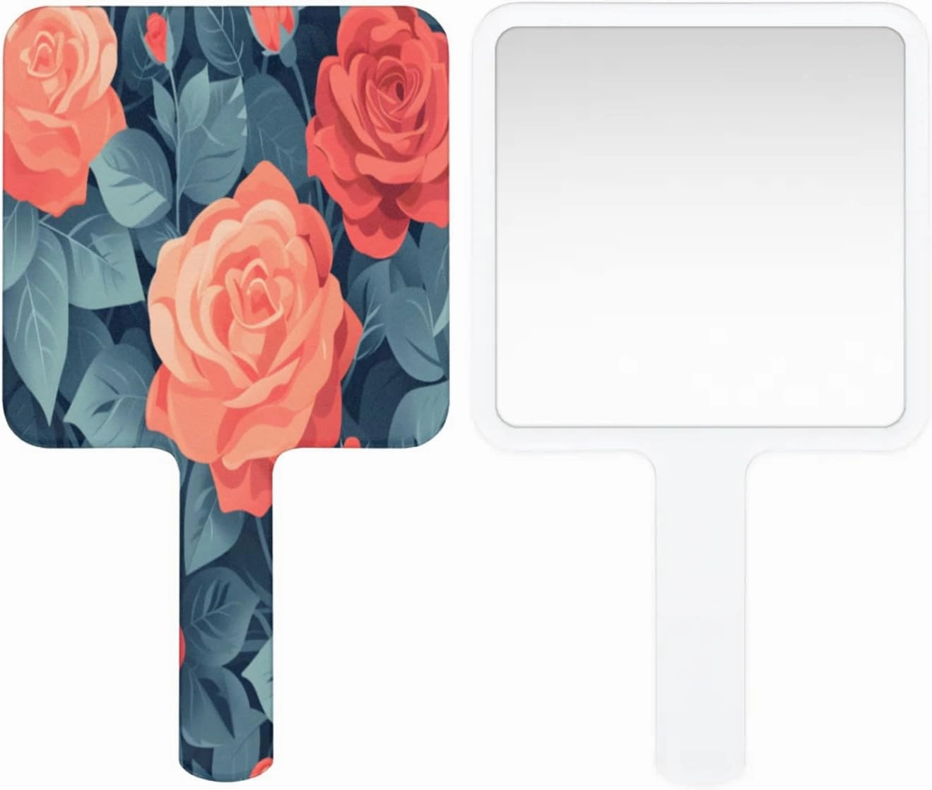 Pardick Compact Square Handheld Travel Mirror - 6.2x3.6 Inches, Ultra-Portable & Crystal-Clear, Cute Stuff for Women, Graffiti Roses Makeup Mirror