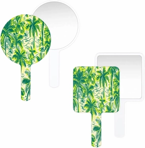 Pardick Compact Square Handheld Travel Mirror - 6.2x3.6 Inches, Ultra-Portable & Crystal-Clear, Cute Stuff for Women, Green Coconut Trees Makeup Mirror