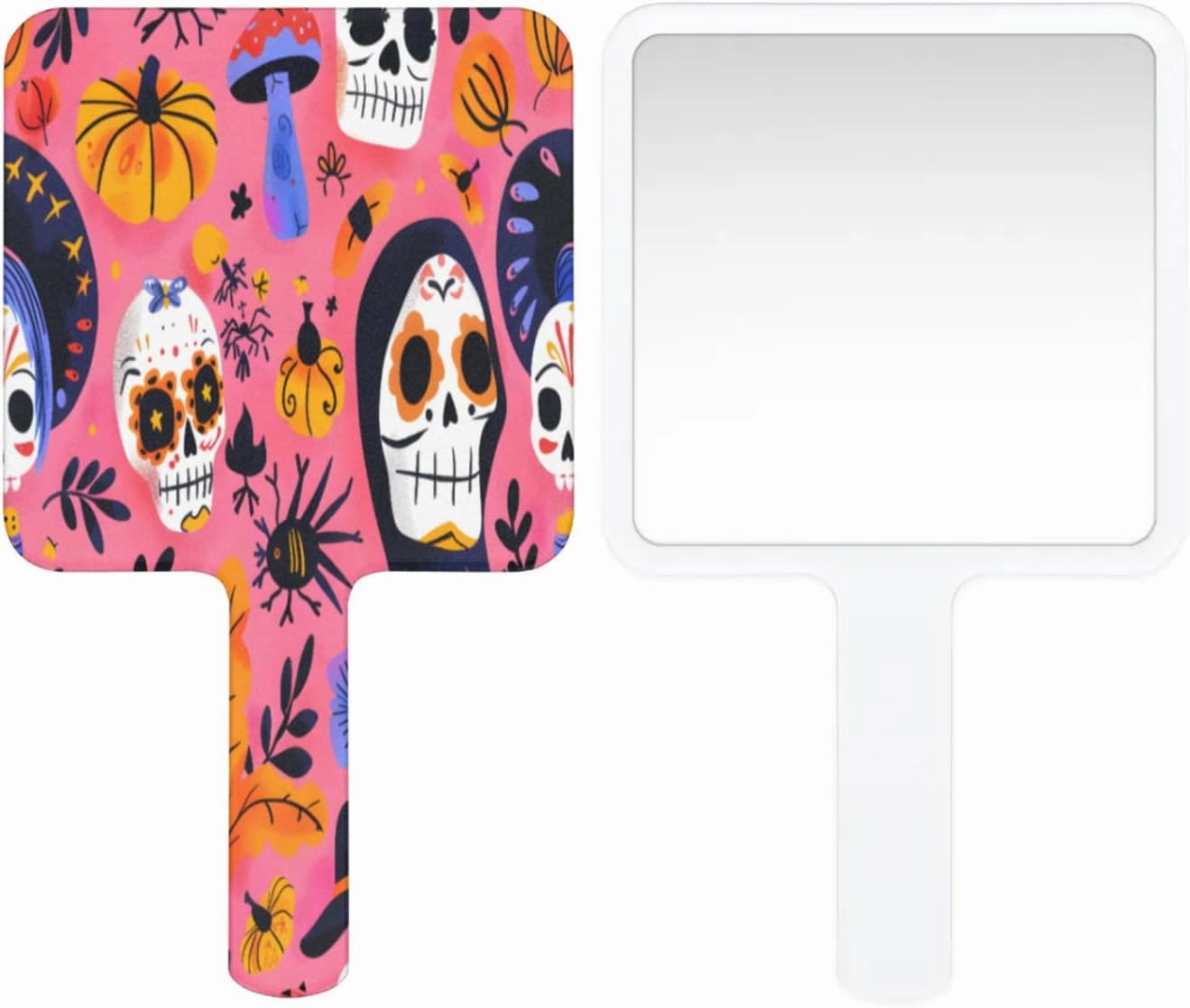 Pardick Compact Square Handheld Travel Mirror - 6.2x3.6 Inches, Ultra-Portable & Crystal-Clear, Cute Stuff for Women, Halloween Ghosts Makeup Mirror