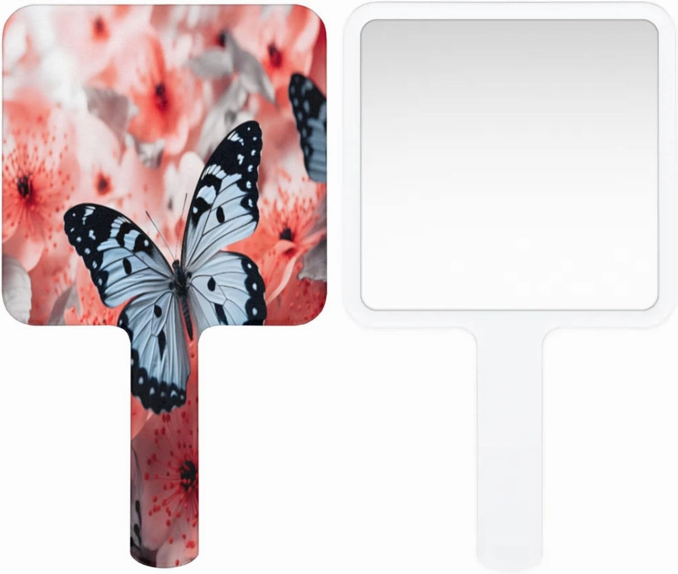 Pardick Compact Square Handheld Travel Mirror - 6.2x3.6 Inches, Ultra-Portable & Crystal-Clear, Cute Stuff for Women, Magical Butterfly Makeup Mirror