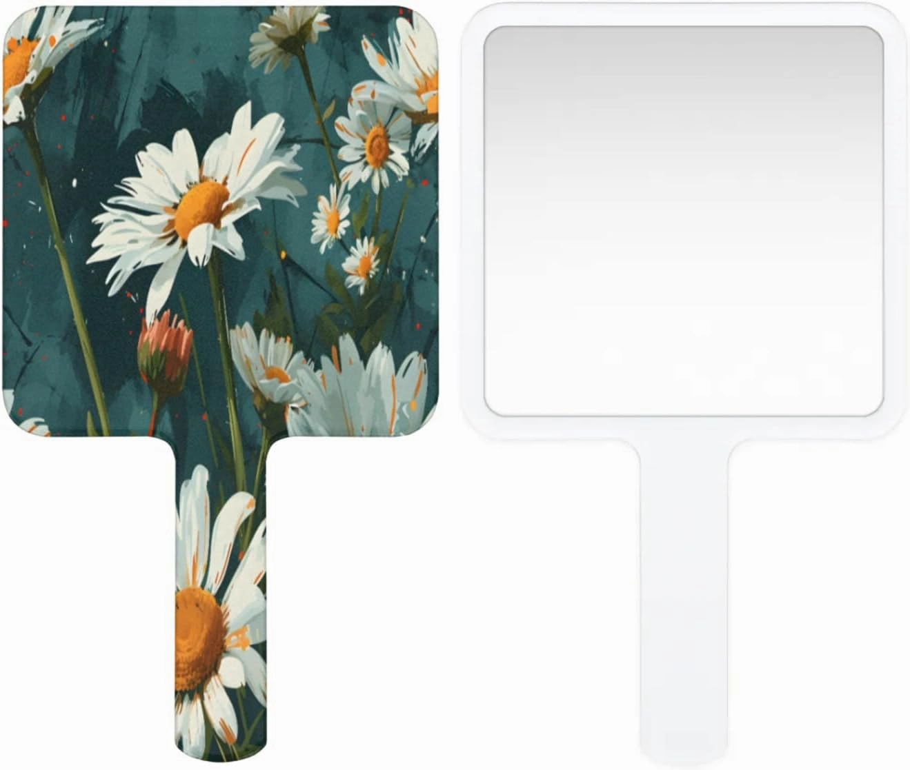 Pardick Compact Square Handheld Travel Mirror - 6.2x3.6 Inches, Ultra-Portable & Crystal-Clear, Cute Stuff for Women, Sunflower Airbrush Makeup Mirror