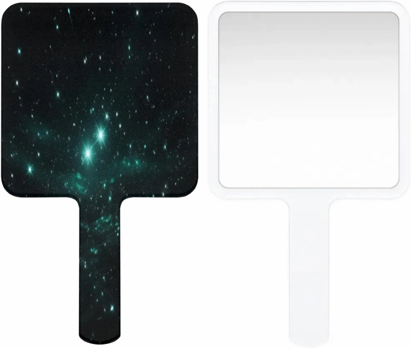 Pardick Compact Square Handheld Travel Mirror - 6.2x3.6 Inches, Ultra-Portable & Crystal-Clear, Cute Stuff for Women, Twinkling Starry Sky Makeup Mirror