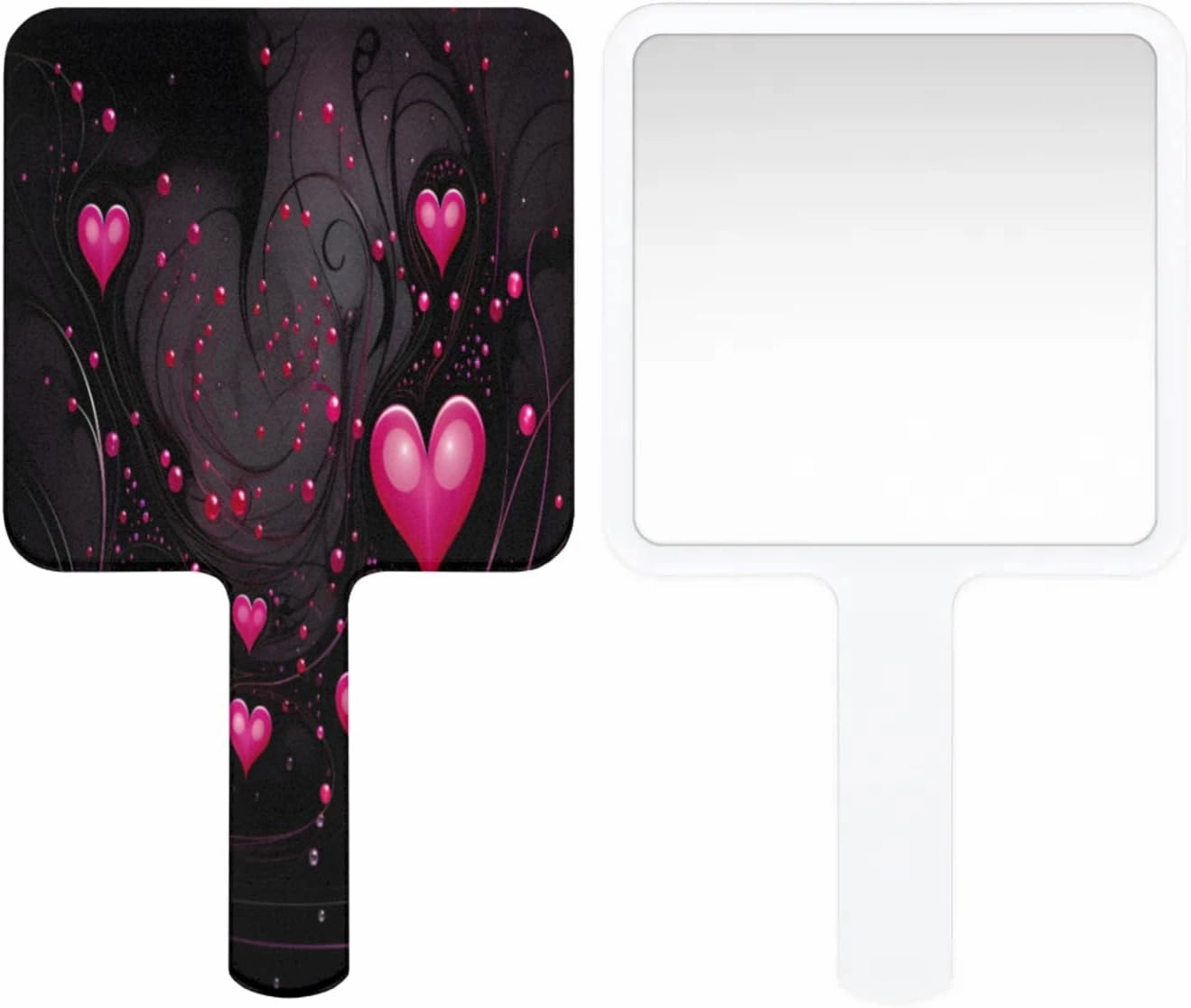 Pardick Compact Square Handheld Travel Mirror - 6.2x3.6 Inches, Ultra-Portable & Crystal-Clear, Cute Stuff for Women, Valentine Day Retro Love Makeup Mirror