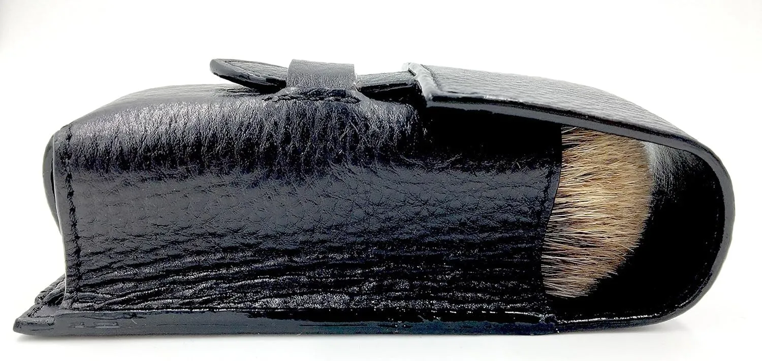 Parker Genuine Leather Travel Shaving Brush Case (Black) – Durable Shaving Brush Travel Holder for Standard Shave Brushes