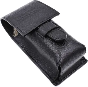 Parker Genuine Leather Travel Shaving Brush Case (Black) – Durable Shaving Brush Travel Holder for Standard Shave Brushes