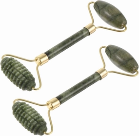 PartyKindom 2pcs Jade Roller Gua Sha Facial Tool Natural Stone Massage Roller for Massage Enthusiasts