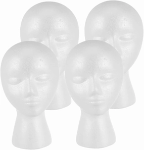 PartyKindom Salon Store Display Foam Mannequin Head 4pcs Pack Wig Head Hat Display Stand