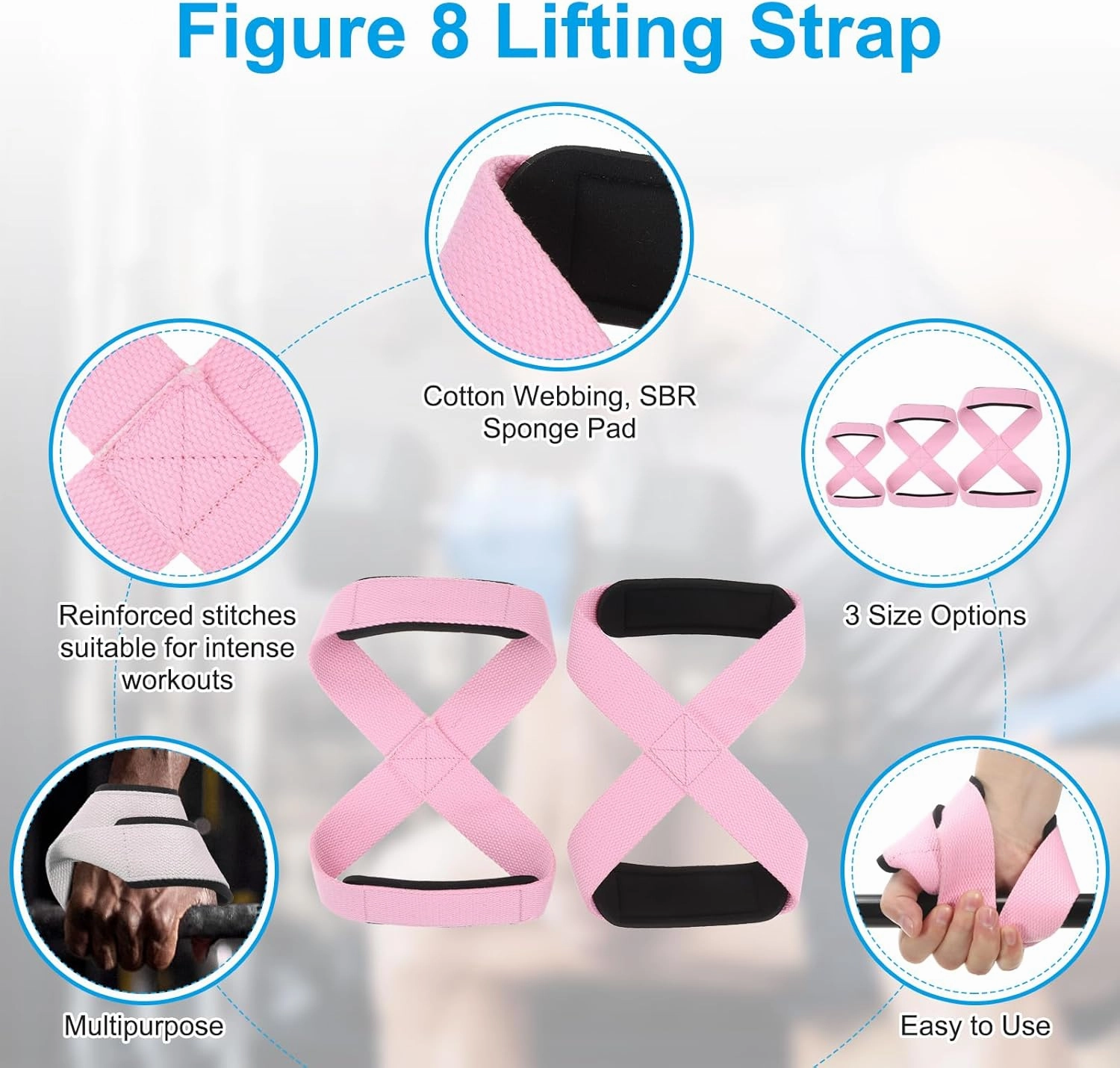PATIKIL Figure Lifting Strap, Weightlifting Wrist Wraps Dead Lift Padded Grips for Fitness Power Strength Training