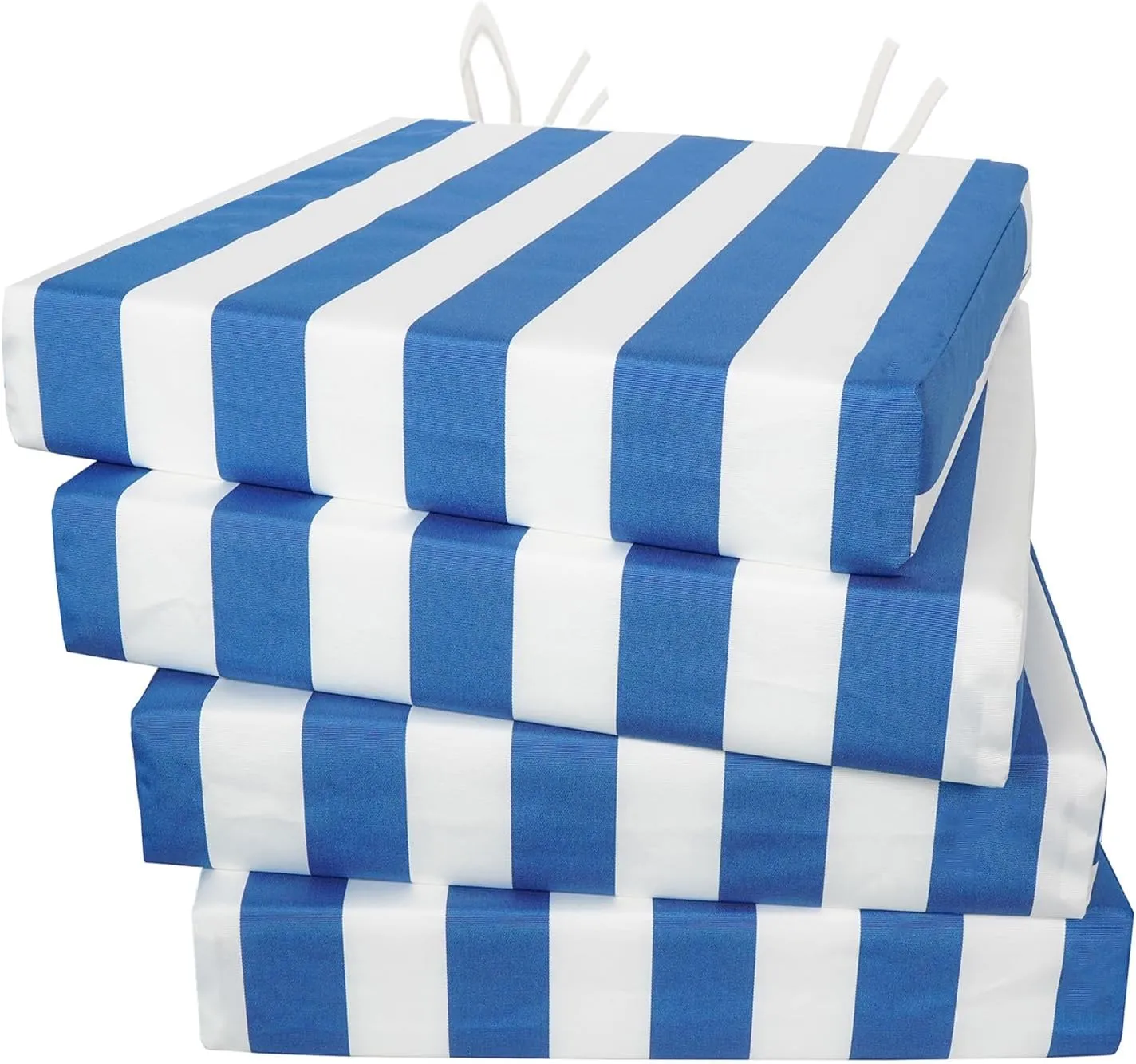 Patio seat Cushions Outdoor seat Cushions Set of 4 Waterproof & Fade Resistant Blue and White 18"x18" Outdoor Chair Cushions with Non-Slip Ties