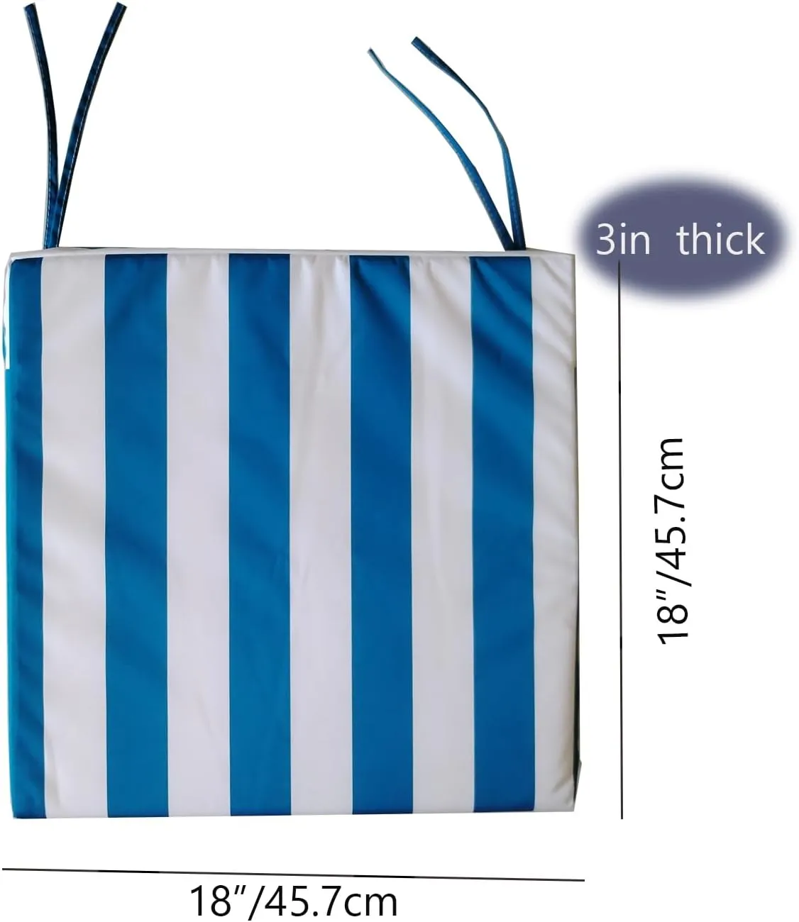 Patio seat Cushions Outdoor seat Cushions Set of 4 Waterproof & Fade Resistant Blue and White 18"x18" Outdoor Chair Cushions with Non-Slip Ties