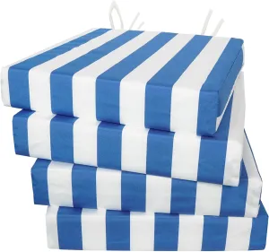 Patio seat Cushions Outdoor seat Cushions Set of 4 Waterproof & Fade Resistant Blue and White 18"x18" Outdoor Chair Cushions with Non-Slip Ties