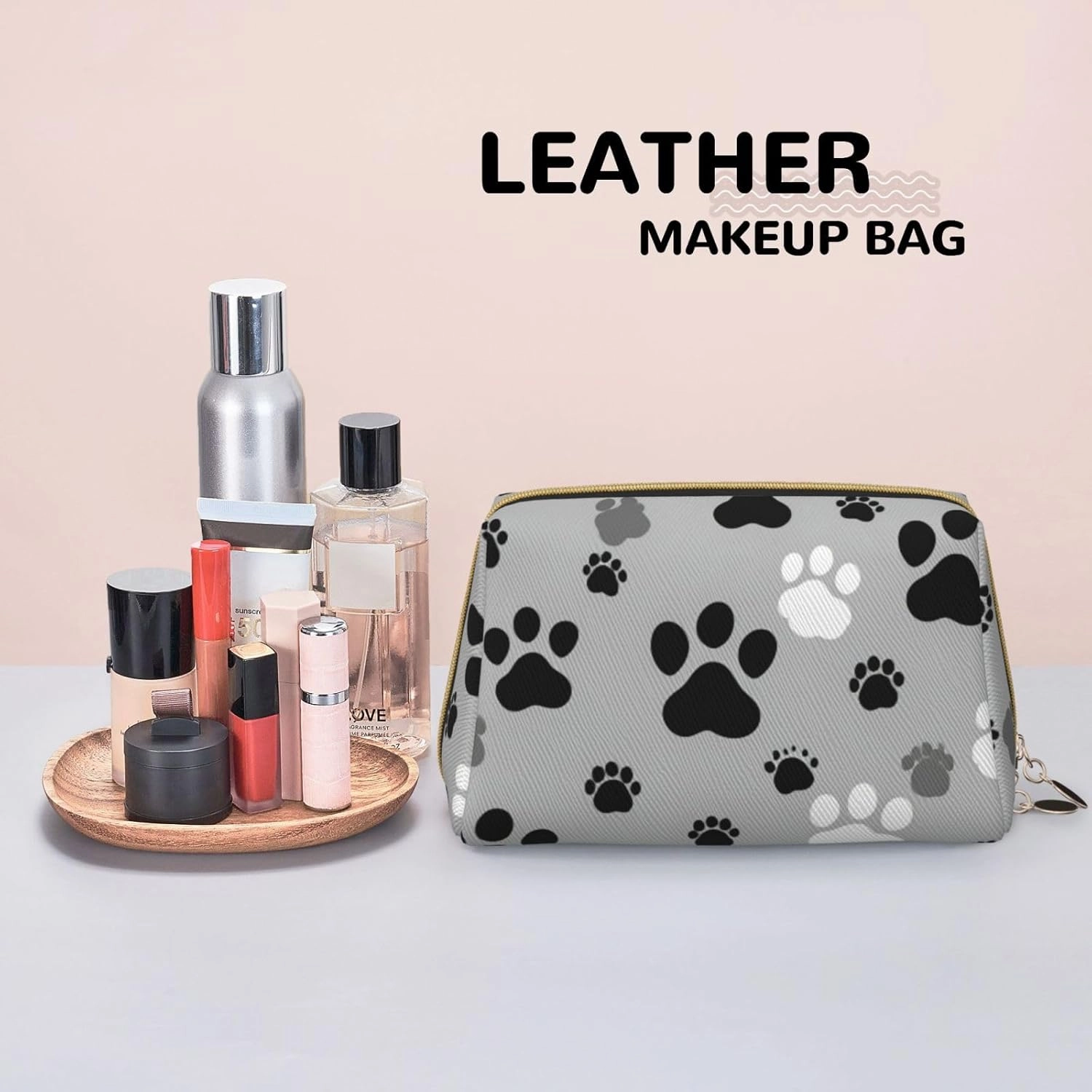 Paw Prints Toiletry Pouch, Travel-Friendly Makeup Organizer For Makeup Brushes, Lipsticks