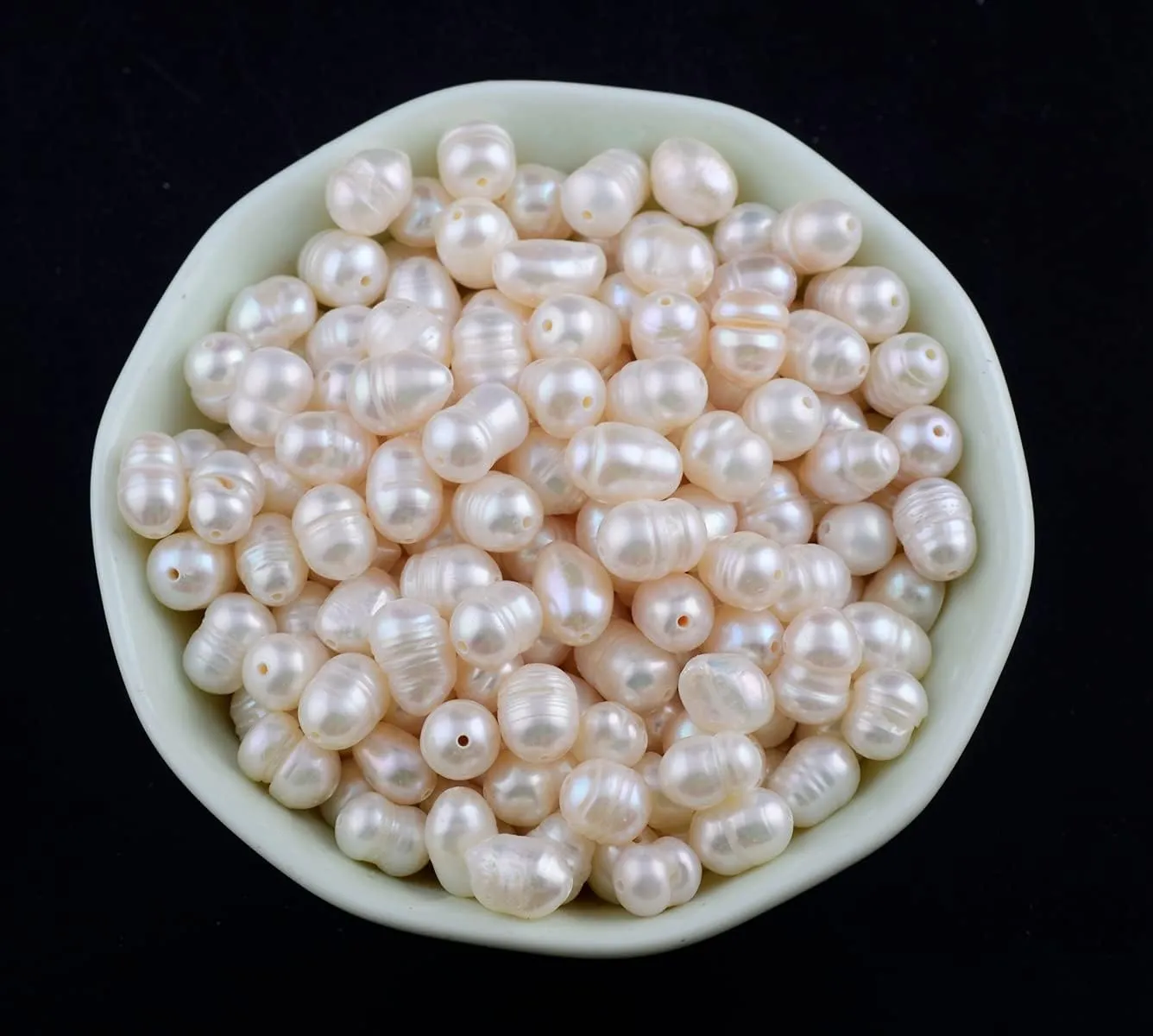 Pearls Beads for Jewelry Making 100pcs 6-7mm Natural Genuine Real Freshwater Cultured Pearl White Rice Oval Loose Gemstone Bead Holes 0.7mm Crafts Necklaces Bracelets Earrings(White, 6-7mm)