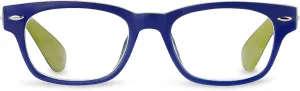 Peepers by PeeperSpecs Bellissima Square Blue Light Blocking Reading Glasses, Navy/Green, 49   1