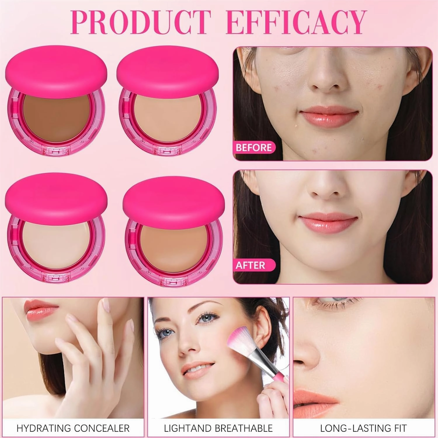 Peptide Bouncees Foundation, Hydrating Age-Defying Makeup, All Skin Types, Medium Buildable Coverage, Smooths Texture (1Pcs-2)