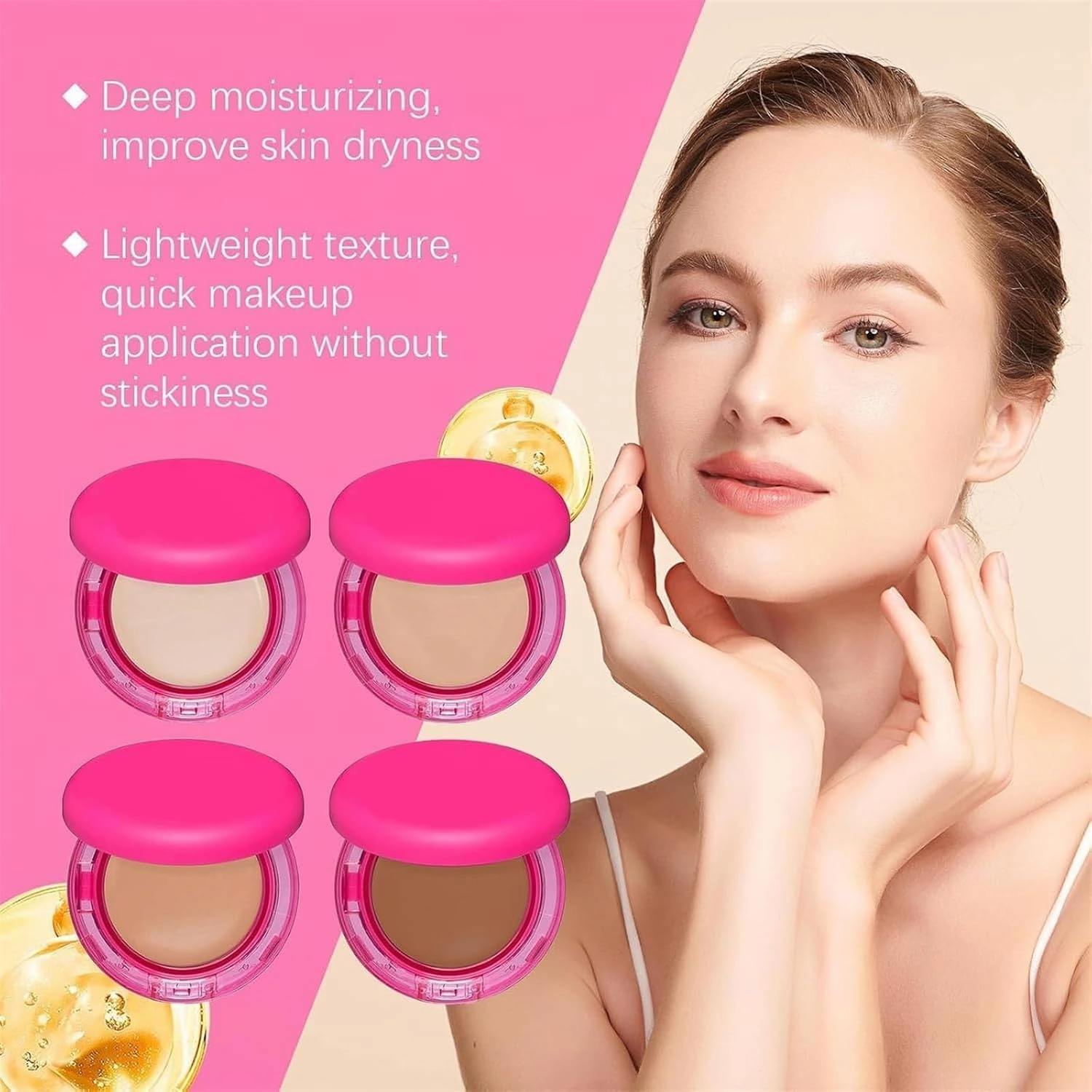Peptide Bouncees Foundation, Hydrating Age-Defying Makeup, All Skin Types, Medium Buildable Coverage, Smooths Texture (1Pcs-2)