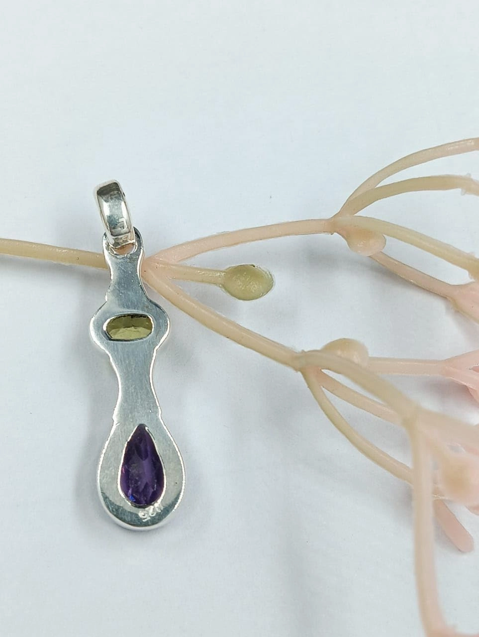 Peridot & Amethyst Pendant -925 Sterling Silver Jewlery, Dual Gemstone Jewelry for Renewal, Positivity, and Spiritual Growth - Unique Artisan Gift for Her, GGPT_124 (Without Chain)