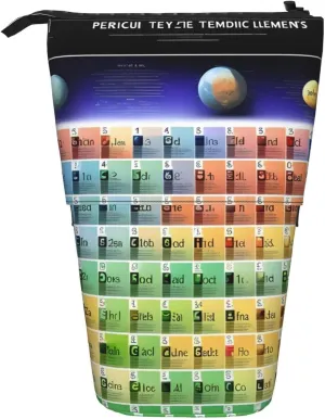 Periodic table of elements Print Pencil Telescopic Case Stand-Up Storage Bag Stationery, Cosmetics Pencil Case