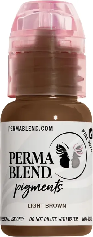 Perma Blend Light Brown Eyebrow Tattoo Ink Pigment, Professional Brow Microblading Supplies, 1/2 oz Bottle