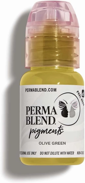 Perma Blend Permanent Makeup for Modifying Colors, Used for All Permanent Makeup Procedures, Professional Cosmetic Pigment - Olive Green, 0.5 oz