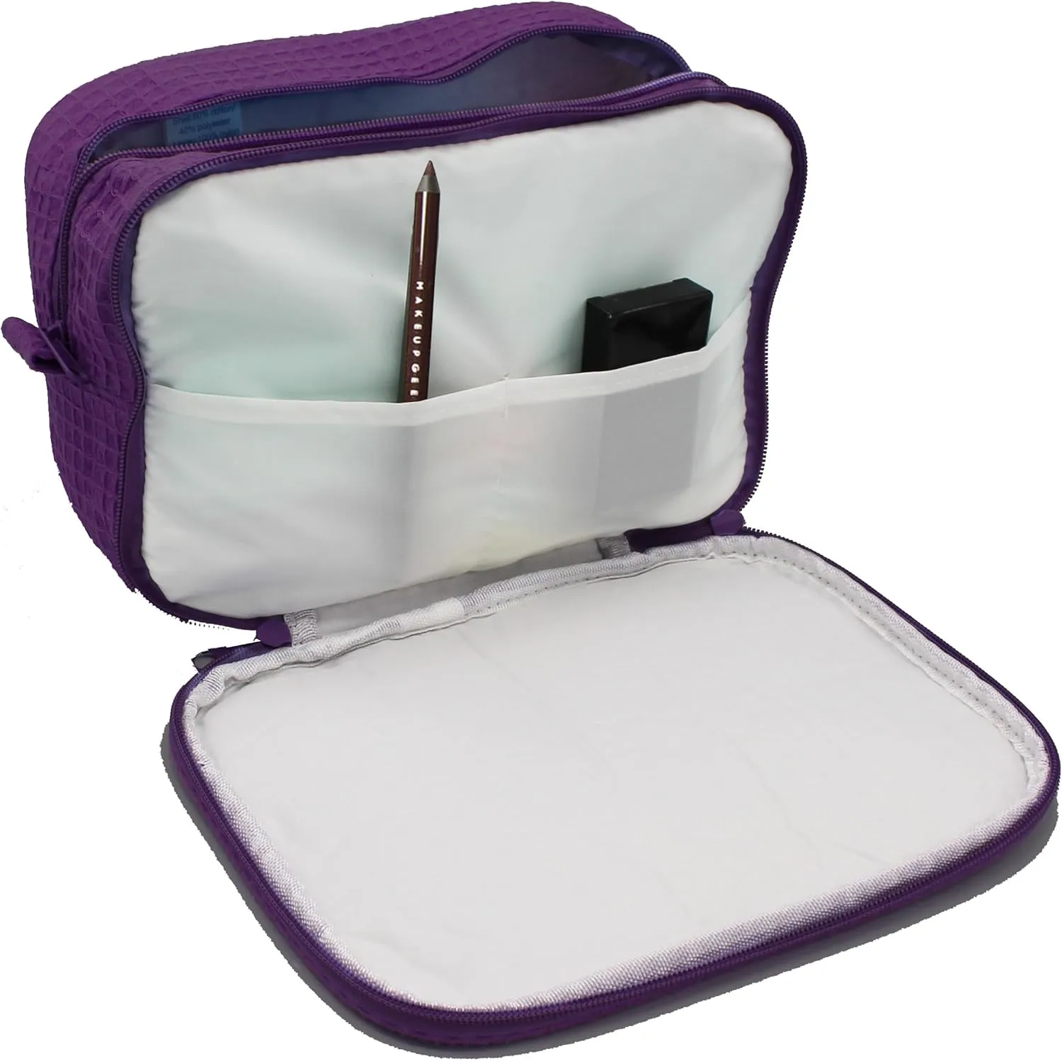Personalized Waffle Makeup Bag - Monogrammed Cosmetic Make Up Travel Train Case - Custom Embroidered (Purple)