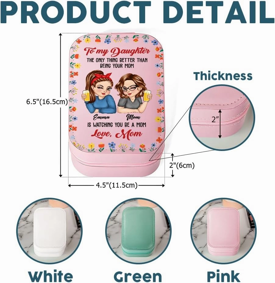 Personalized To My Daughter Travel Makeup Bag With LED Mirror Leather, Custom Name Makeup Organizer Portable Jewelry Organizer Case Valentine's, Birthday, Christmas Gifts for Daughter