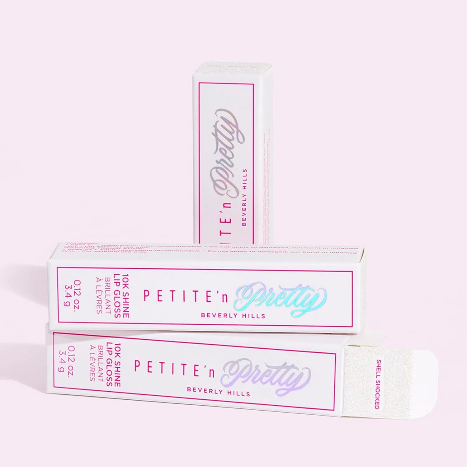 Petite 'N Pretty 10k Shine Lip Gloss Trio Set - Makeup for Kids, Tweens, Teens - High Shine, Lightweight, Made in the USA (Shell Shocked, Diamond Heist, Glow Down)