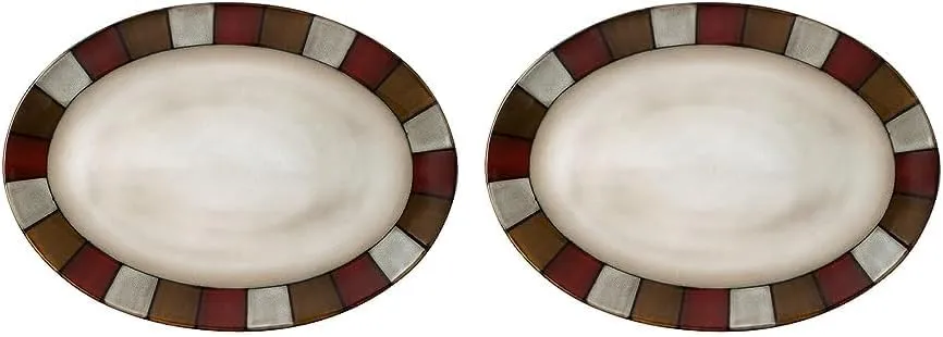 Pfaltzgraff Taos Small Oval Platter, 12 Inches, Beige (Pack of 2)