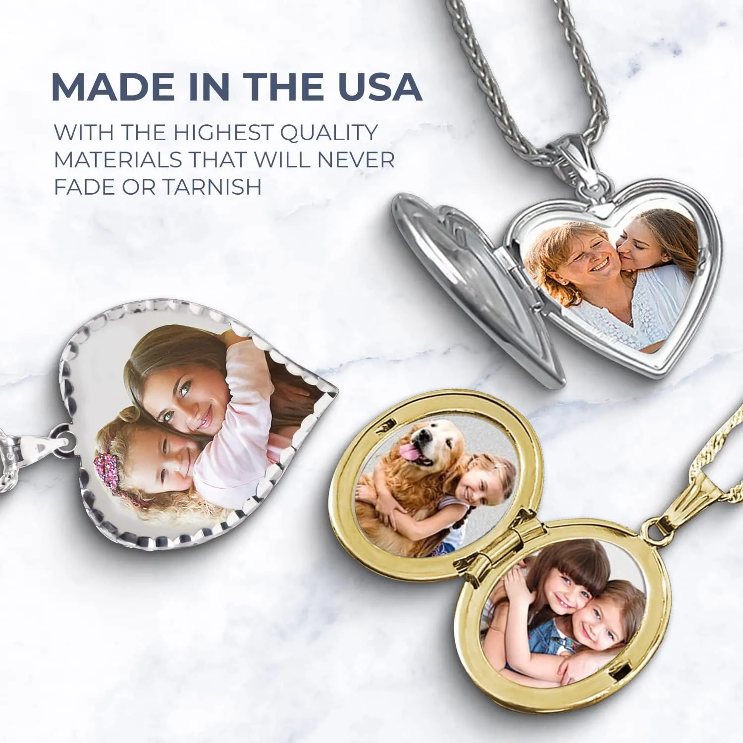 PicturesOnGold.com Sterling Silver & Yellow Gold Filled Oval Forever in My Heart Locket Necklace for Women with 18 Inch Chain