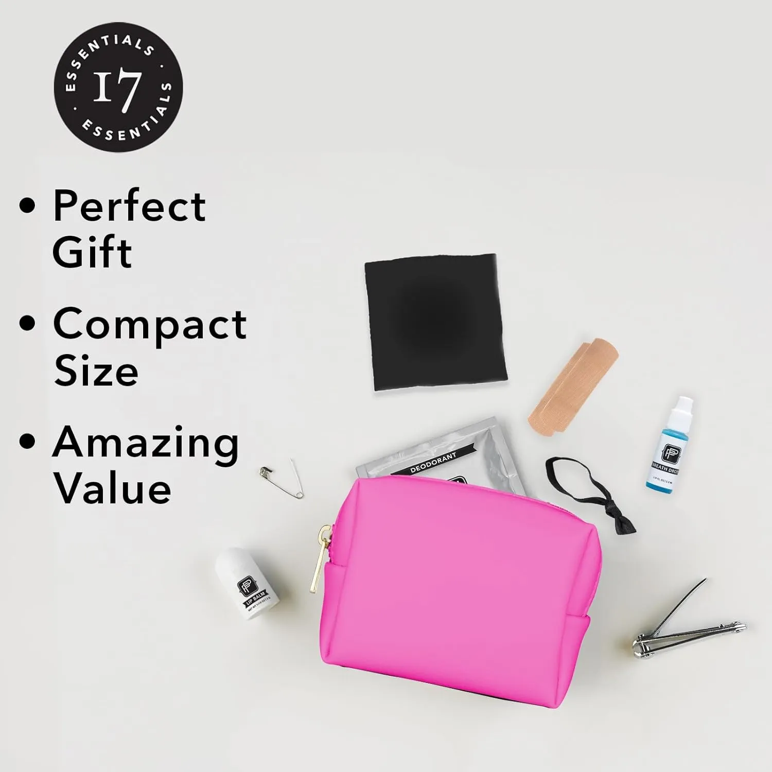 Pinch Provisions Gym Kit, Includes 15 Personal Care Essentials for Wellness & Beauty, Perfect for Gifts, Gym Bags, Duffle Bags & Lockers (Hot Pink)