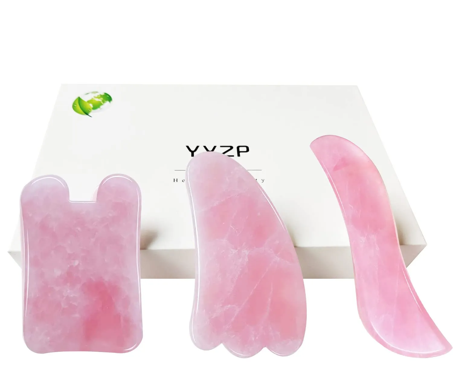 Pink Rose Quartz Gua Sha Board-Relief and Skin Renewal,Premium All Natural Handmade Stone Gua Sha Scraping Facial Massage Tools (3 Packs)