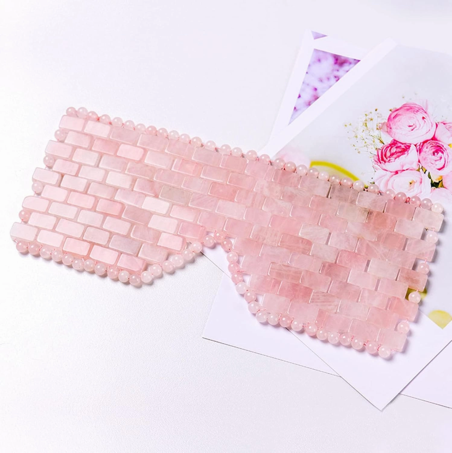 Pink Quartz Eye Mask Massage Face Roller Set Natural Rose Gouache Jade Stone Facial Relax Massager Ice Sleeping,Type 2