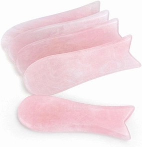 Pink Quartz Jade Stone Heart-Shaped Triangular Scraper Guide Handmade Anti-Wrinkle Panel for face and body-5pcs Fish
