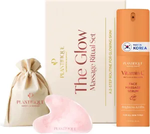 PLANTIFIQUE Massage Ritual Set Premium Certified Rose Quartz Gua Sha   Vitamin C Serum Skin Care Set, Birthday Gifts for Women, Teens, Mom, Brides