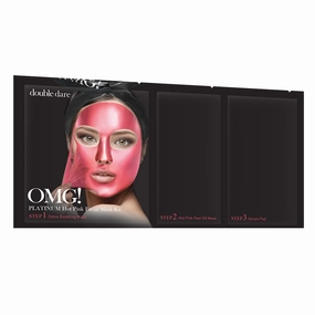 Platinum Hot Pink 3-in-1 Facial Mask Kit Detoxify Soothes Hydrates with Rose Centifolia and Collagen (5 Pieces)