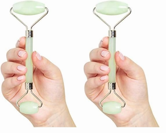 Plum Beauty Jade Roller for Face - Improves Skin Tone and Blood Circulation - Skin Care Face Roller Reduces Under-Eye Puffiness and Dark Circles (Pack of 2)