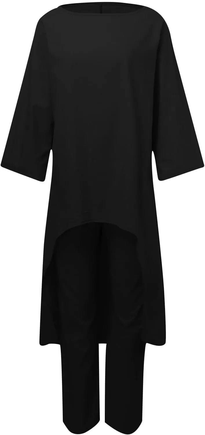 Plus Size Two Piece Sets for Women Casual Tracksuit Short Sleeve Tops and Wide Leg Long Pants Matching Lounge Wear