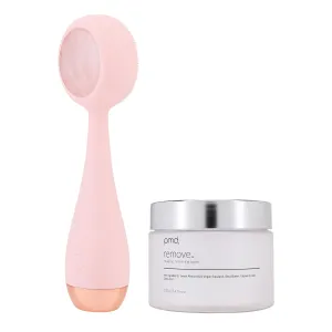 PMD Clean Pro RQ - Smart Facial Cleansing Device with Silicone Brush & Rose Quartz Gemstone