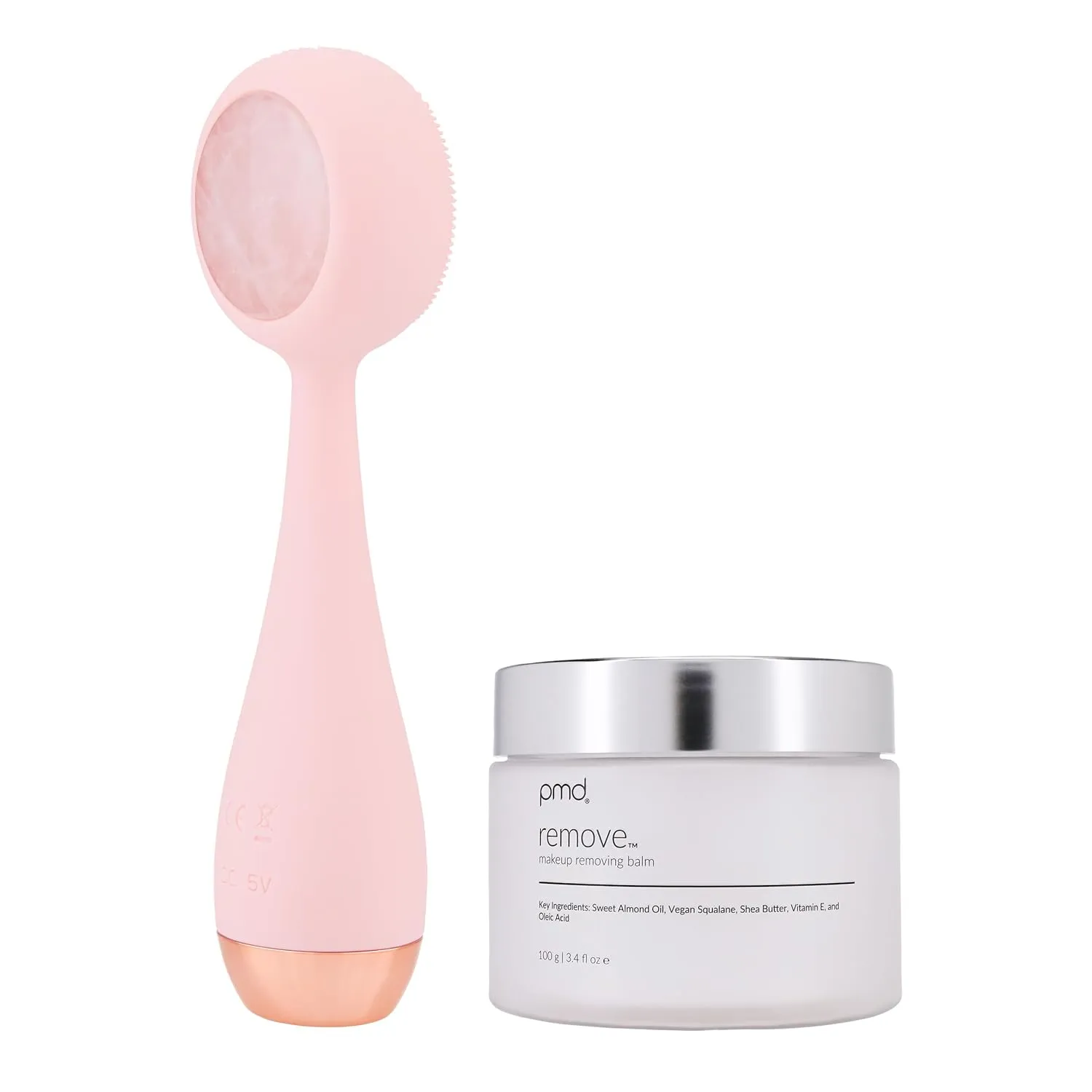 PMD Clean Pro RQ - Smart Facial Cleansing Device with Silicone Brush & Rose Quartz Gemstone