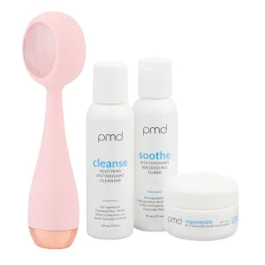 PMD Clean Pro RQ - Smart Facial Cleansing Device with Silicone Brush & Rose Quartz Gemstone