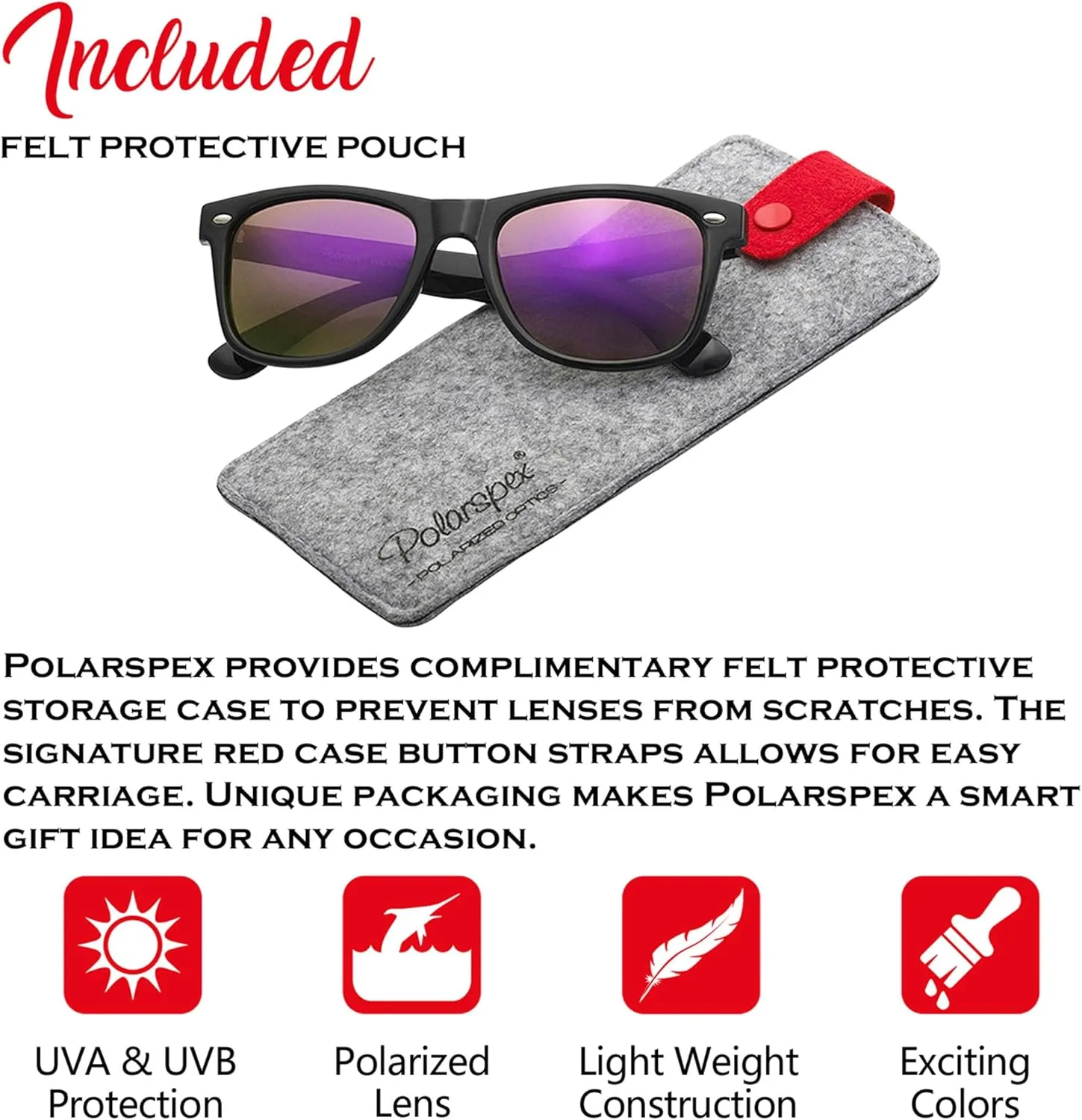 PolarSpex Mens Sunglasses - Retro Sunglasses for Men, Polarized Sunglasses for Womens - Cool Shades for Driving, Fishing