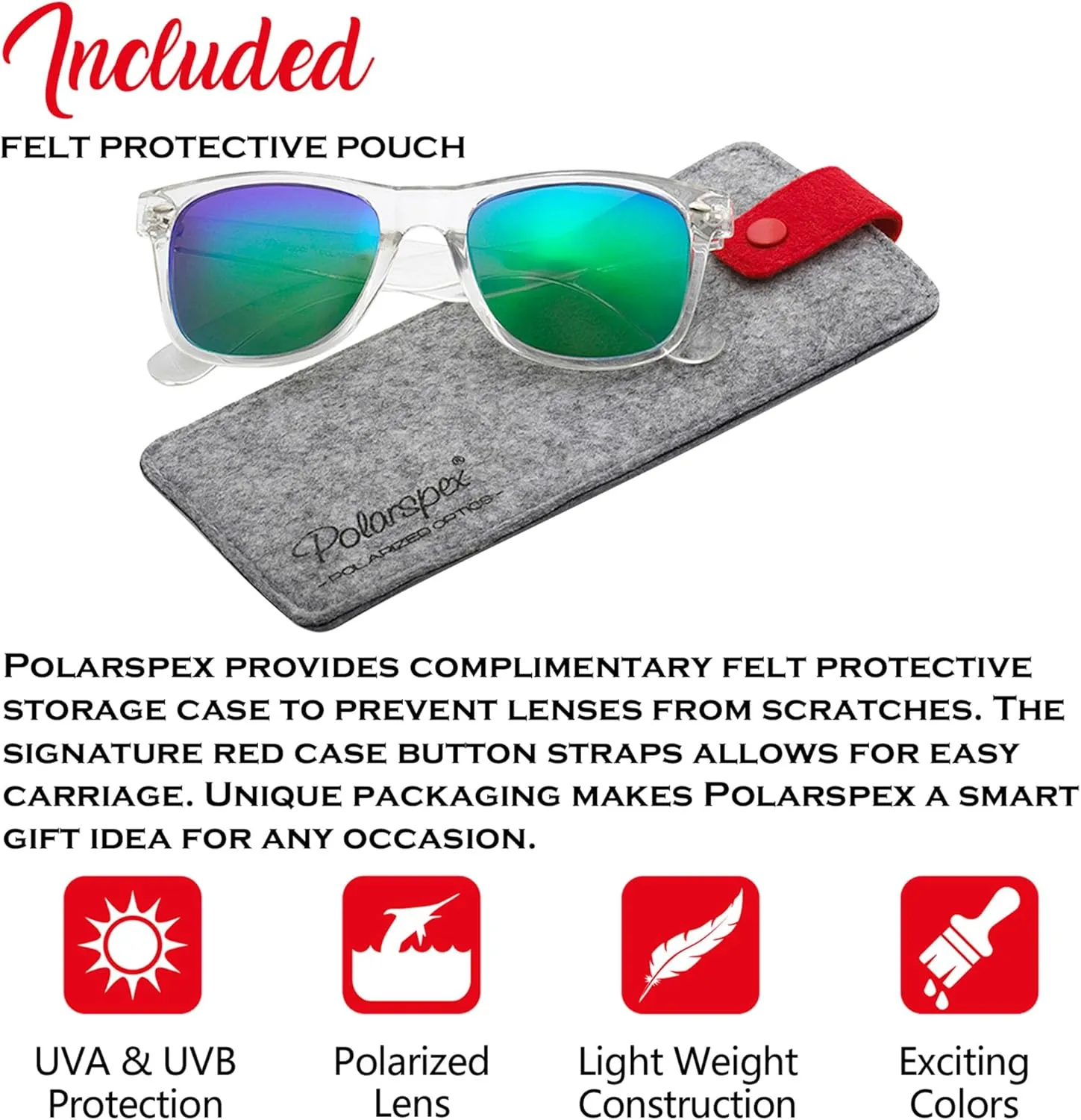 PolarSpex Mens Sunglasses - Retro Sunglasses for Men, Polarized Sunglasses for Womens - Cool Shades for Driving, Fishing