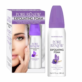 Pore Renew 2.7 fl. oz. / 80 ml Exfoliating Foam, Deep Facial Cleanser that Peels, Hydrates, and Tightens Facial Skin for a Fresher, Smoother, and Firmer Looking Complexion in Minutes