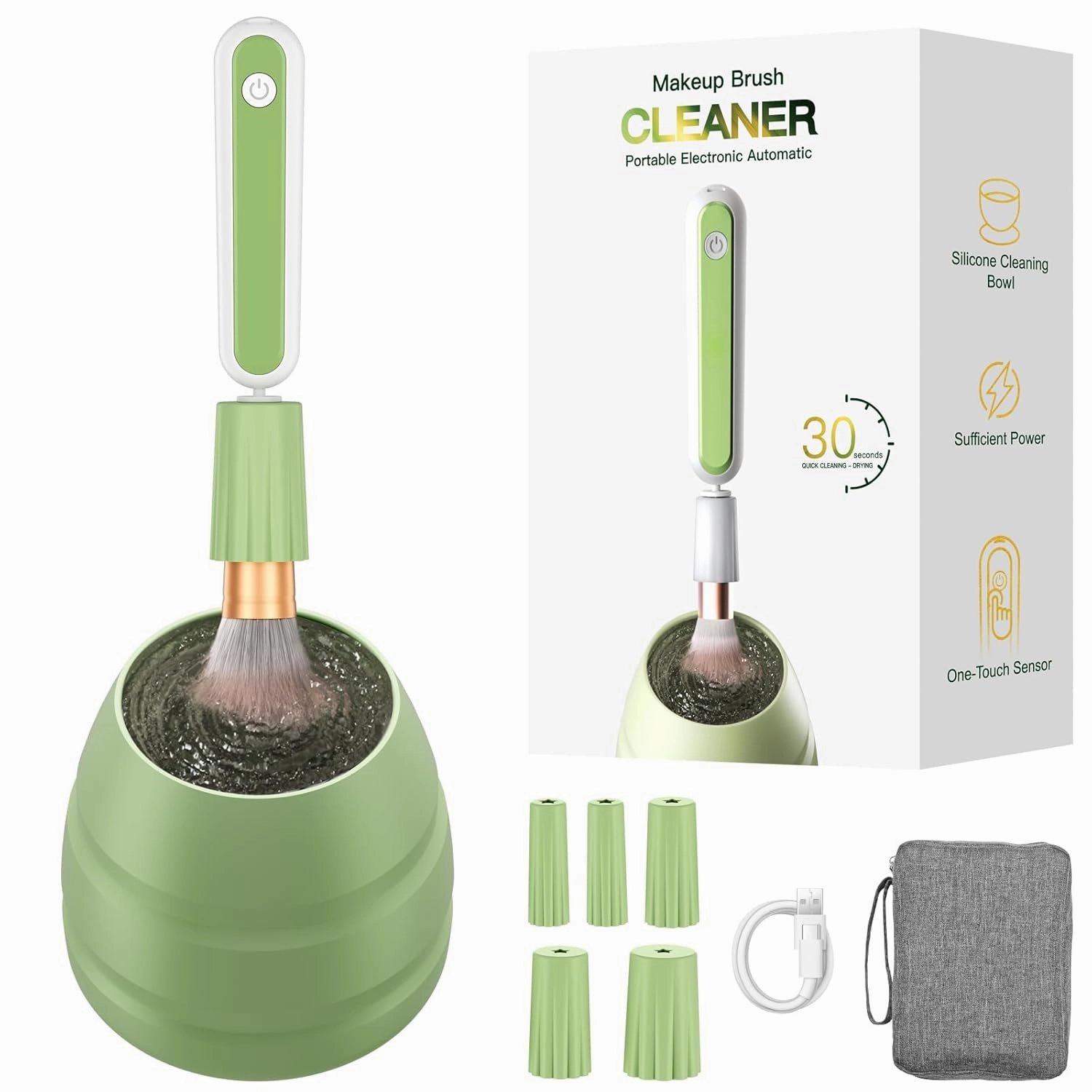 Portabl Makeup Brush Cleaner Machine -Fast Deep Cleaning and Dry Make Up Brushes Efficient Cleaning With Storage Cas, Portable Spinning Washer, Save Cleanser & Shampoo