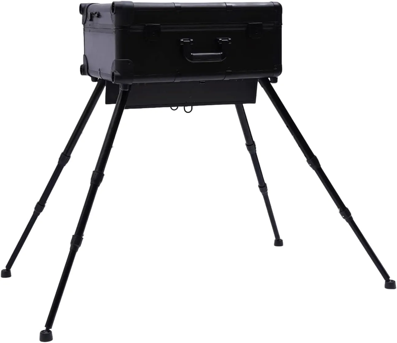 Portable Makeup Station, Rolling Makeup Case, Cosmetic Case w/Lights & Mirror, Train Organizer Box with 4 Rolling Wheels & Extendable Trays, Pro Traveling Makeup Tools, Black