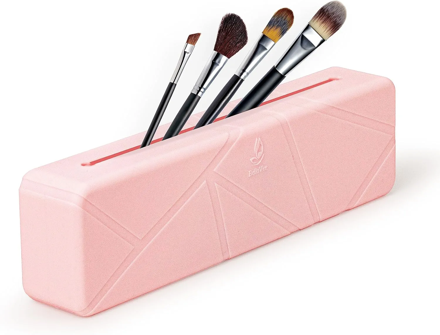 Portable Silicone Makeup Brush Holder, Magnetic Cosmetic Pouch and Anti-Fall Closure, Stylish and Easy to Clean - Convenient Travel Makeup Brush Holder Organizer - Pink