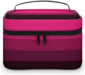 Portable Make Bag, Bright Pink Purple Brown Stripes Cosmetic Case Portable Cosmetic Portable Organizer for Men & Women