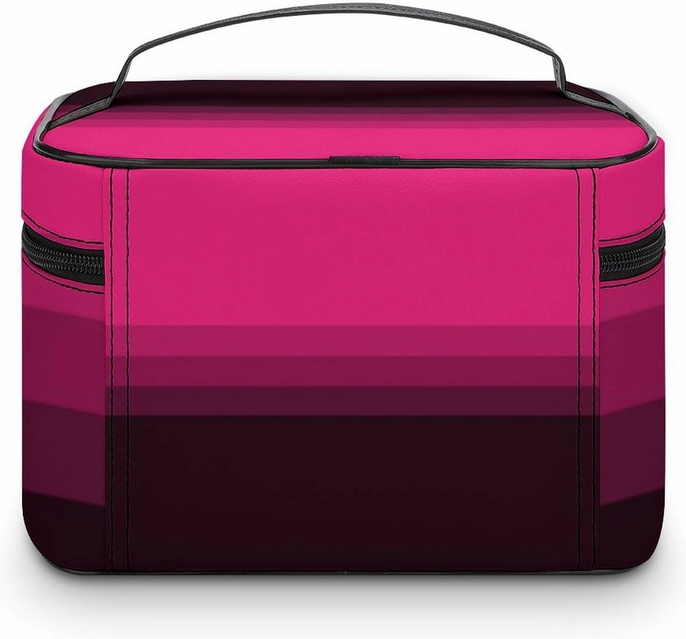Portable Make Bag, Bright Pink Purple Brown Stripes Cosmetic Case Portable Cosmetic Portable Organizer for Men & Women