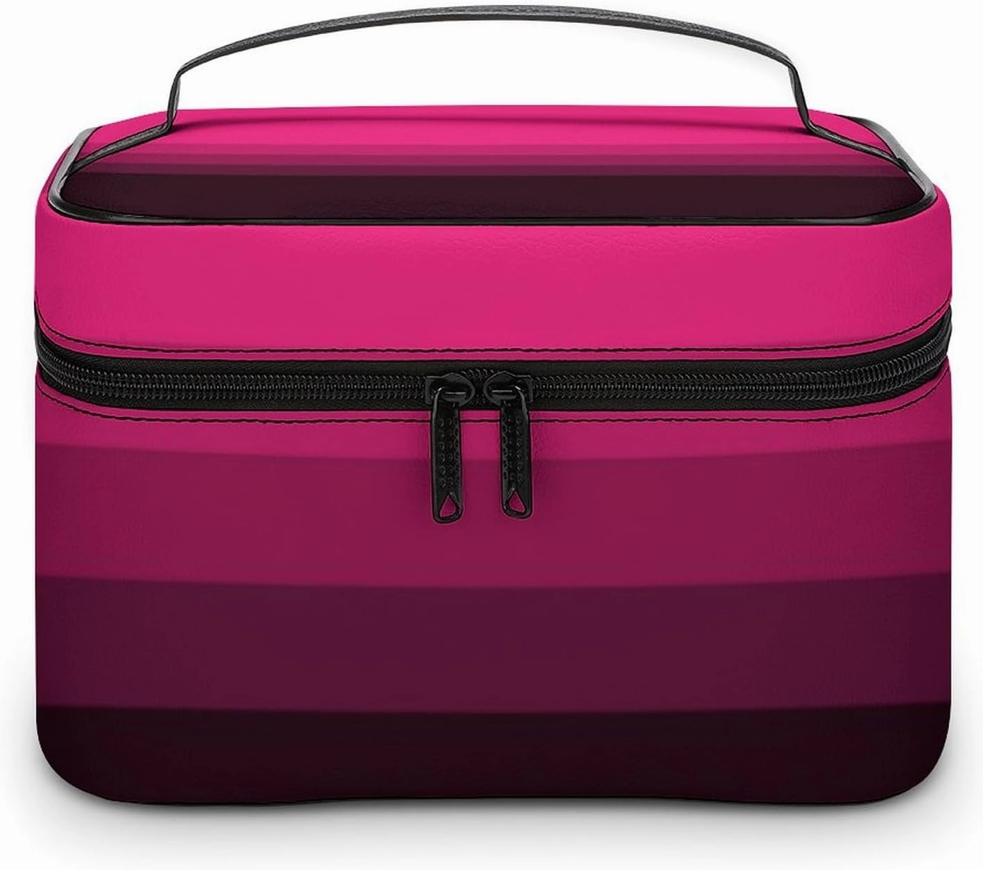 Portable Make Bag, Bright Pink Purple Brown Stripes Cosmetic Case Portable Cosmetic Portable Organizer for Men & Women